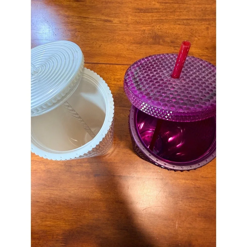 LOT Starbucks 24oz Venti Tumbler Purple Studded White Shell Arches 2022 Starbies